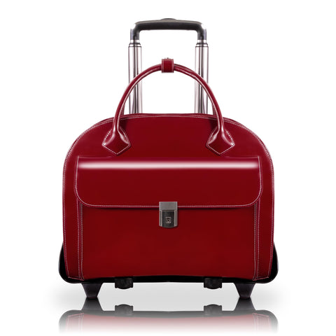 McKlein GLEN ELLYN15 Leather Detachable -Wheeled Ladies' Laptop/Computer & Tablet Business Briefcase Bag/Women's Rolling Overnight Travel Bag, Removable trolley case
