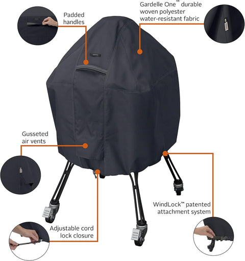 Classic Accessories Ravenna Water-Resistant 22 Inch Kamado Ceramic BBQ Grill Cover, Black