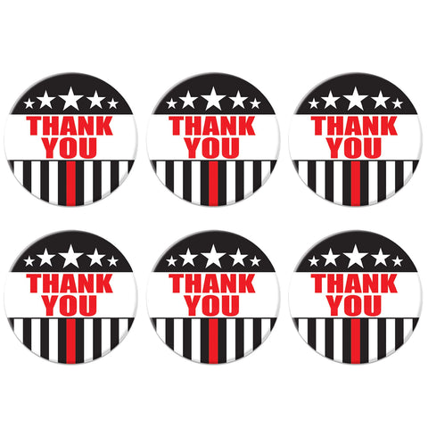 Beistle 6 Piece Thank You! Firefighters Appreciation Pinback Button Badge Pins Patriotic Party Supplies And Favors