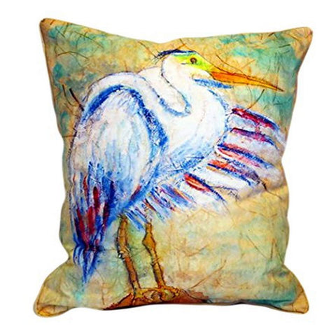 Betsy Drake Egret On Rice Indoor/Outdoor Pillow, 20" x 24"
