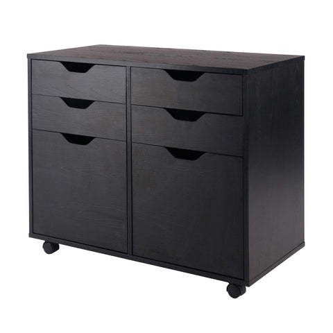 Winsome Halifax Mobile Storage Cabinet with 2 Doors & 4 Drawers in Black, Stylish & Functional Home Storage Cabinet for Filing, Kitchen Organization, Moveable Furniture for Office, Dorms, Apartments