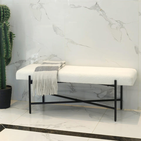 Cheungs Tingri Modern White Cushion Top Entryway Bench