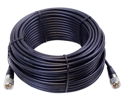 Kalibur Electronics - KPP8X75-B 75 Foot Black Rg8x Coax Cable Assembly with Molded Pl259 Connectors On Each
