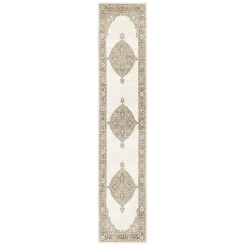Oriental Weavers Andorra Area Rug - 7939D - 2'6" x 12' - in Beige/Tan - Vintage Inspired, Stain Resistant, Family and Pet Friendly, Entryway, Hallway Runner Rug