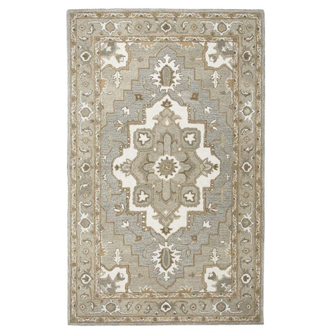 Rizzy Home Alora Decor Makalu 3' x 5' Oriental Medallion Gray/Natural Hand-Tufted Area Rug