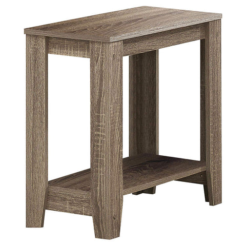 Monarch Specialties Accent End Side Lamp Table with Shelf, 24" x 12" x 22", Dark Taupe
