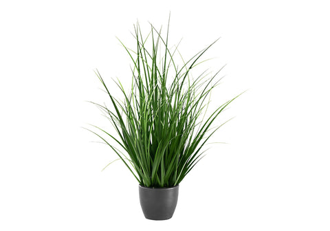 Monarch Specialties I 9575 Artificial Plant, 23" Tall, Grass, Indoor, Faux, Fake, Table, Greenery, Potted, Real Touch, Decorative, Green Grass, Black Pot