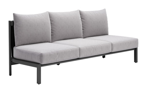 Zuo Horizon Sofa Gray, Gray Sofa, Modern Style, Patio Furniture, Outdoor Fabric, Seats up to 3, Aluminum, Outdoor Living, 78" W x 31.3" D x 31.9" H, Non-Stackable