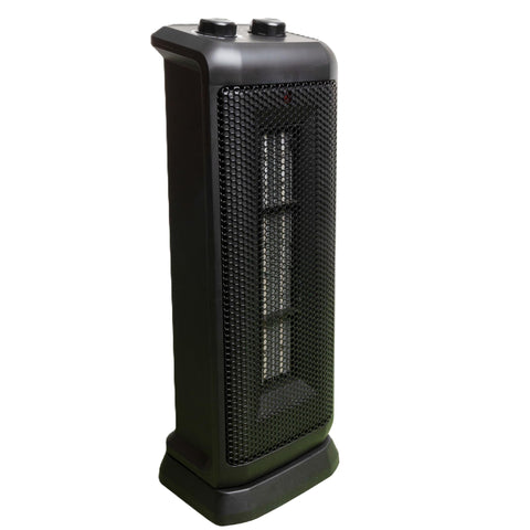 Comfort Glow Oscillating Ceramic Tower Heater, 750W/1500W, Portable with Thermostat, Safety Shut Off, Heats Up To 400 Sq. Ft. - Indoor Oscillating Space Heater for Home, Bedroom, Office