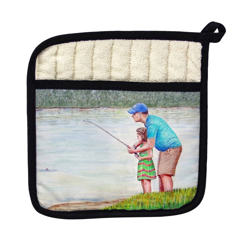 Betsy Drake PT723 Learning to Fish Pot Holder