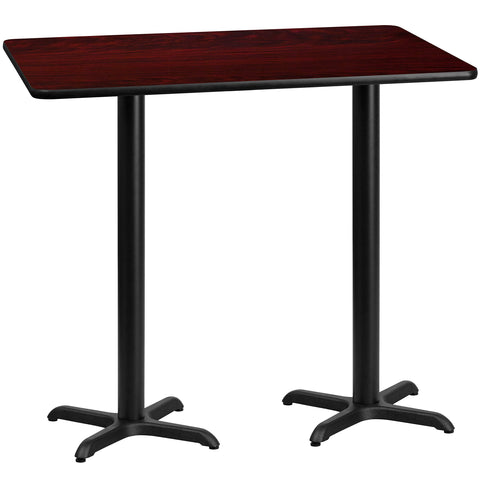 Flash Furniture Stiles 30'' x 60'' Rectangular Mahogany Laminate Table Top with 22'' x 22'' Bar Height Table Bases
