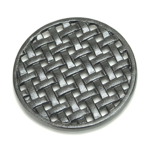 Minuteman International TWI-03 Round Lattice woodstove Tabletop cast Iron Trivet, Black