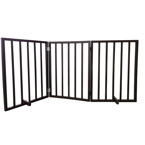 Buffalo Tools AmeriHome 54 inch Freestanding 3-Panel Folding Wood Pet Gate - Brown