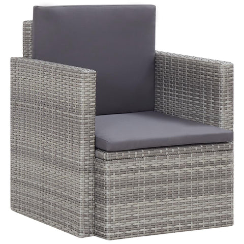 Oakestry Patio Armchair Grey and Dark Grey PE Rattan, Steel, Polyester â€“ Outdoor Patio Seating, Weather Resistant Furniture