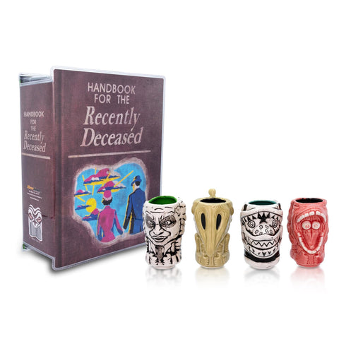 BEETLEJUICE Geeki Tikis Mini Muglets 4-Pack | Includes, Sandworm, Adam, Barbara | Tumbler Cocktail Glasses For Home Barware Set | Coffee Cups For Espresso, Lattes | Tum Burton Movie Gifts