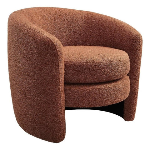 Modway Affinity Boucle Fabric Accent Chair in Rust - Versatile Living Room Chair with Curved Back - Upholstered Bedroom Barrel Chair - Reading Armchair