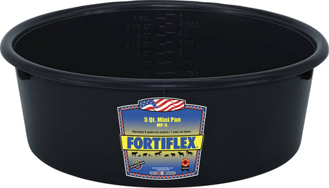 Fortiflex Mini Feed Pan for Dogs and Horses, 5-Quart, Black