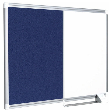 MasterVision Combination Board, Magnetic Dry Erase Whiteboard and Blue Felt Bulletin Board, 36" x 48", with Aluminum Frame and Pen Tray