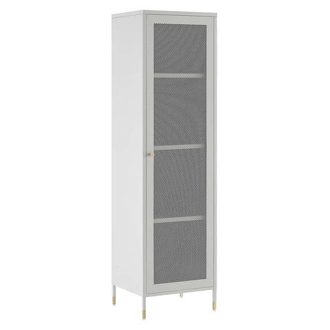 Modway Metal Tall Storage Cabinet in Light Gray Powder-Coated Paint