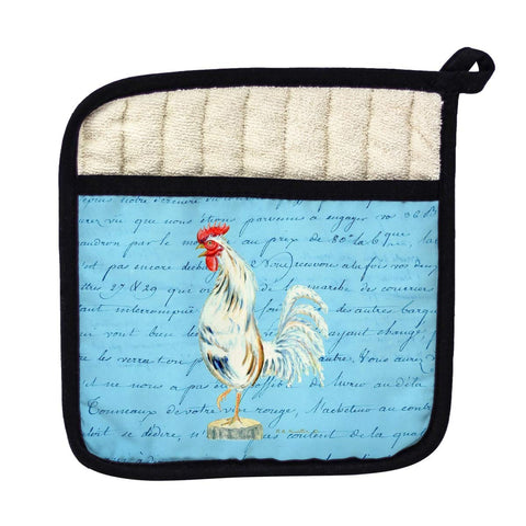 Betsy Drake PT133B White Rooster Script Pot Holder