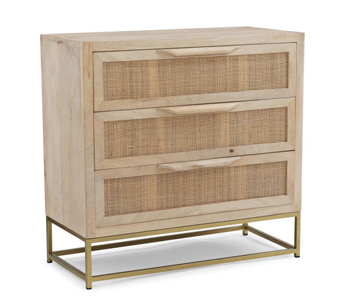 Powell Janie Rattan Cabinet - Gold Metal Frame, Cane Weaving - Bedroom, Office 3