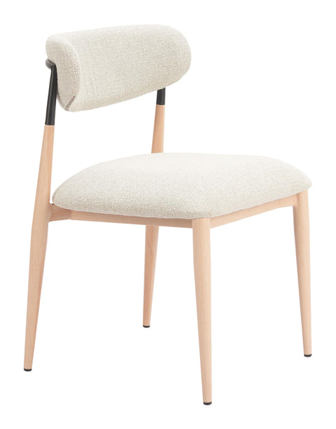 Zuo Equinox Armless Dining Chair (Set of 2) Oyster Gray & Natural, Gray Dining Chair, Faux Wood Steel Leg, Steel, Indoor Dining, 20.3" W x 21.5" D x 30.3" H