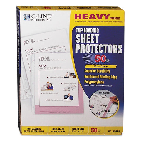 C-Line 62018 Heavyweight Polypropylene Sheet Protector, Non-Glare, 2-Inch, 11 x 8 1/2, 50/BX
