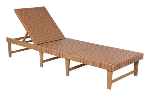 Zuo Breath Chaise Lounge Brown, Brown Lounge Chair, Modern, Weather Resistant Solid Acacia Wood Frame with Synthetic Rattan Weave, Solid Acacia Wood, Outdoor Living, 25.6" W x 78.7" D x 11.8~33.1" H