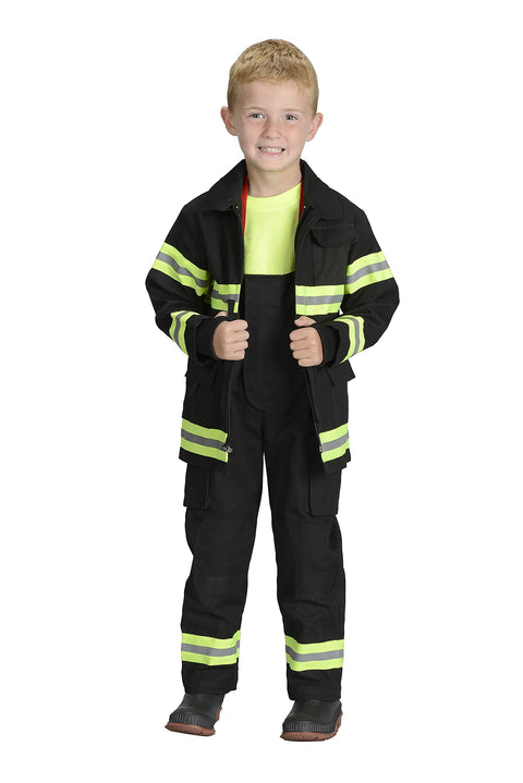 Aeromax Jr. Fire Fighter Bunker Gear, Black, Size 4/6