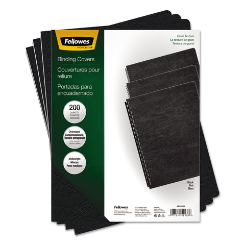 Fellowes Classic Grain Presentation Covers, Oversize, Black, 200 Pack (52138)