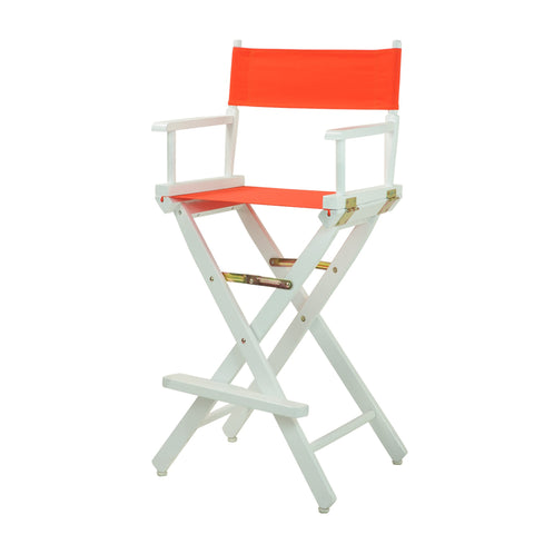 Casual Home Director's Chair ,White Frame/Orange Canvas,30" - Bar Height