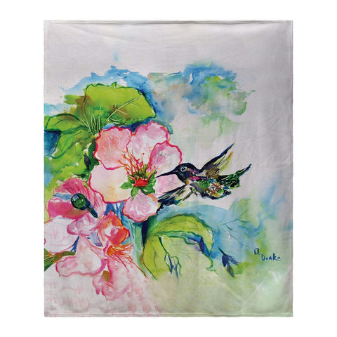 Betsy Drake Hummingbird & Hibiscus Fleece Blanket
