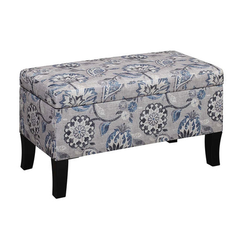 Convenience Concepts Designs4Comfort Winslow Storage Ottoman Bench 32" - Transitional Upholstered Footstool & Seat, for Living Room, Entryway, Hallway, & Bedroom, Gray Flora Fabric