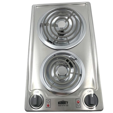 Summit 12" 2 Burner Electric Cooktop 115 Volt Coil Electric Cooktop, ADA compliant, Stainless Steel- CCE213SS