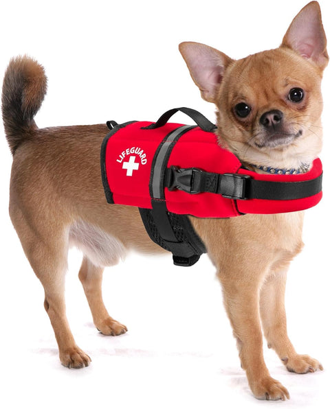Paws Aboard Red Neoprene Life Jacket, Dog or Cat Life Preserver (XXSmall 2-6 Lbs)