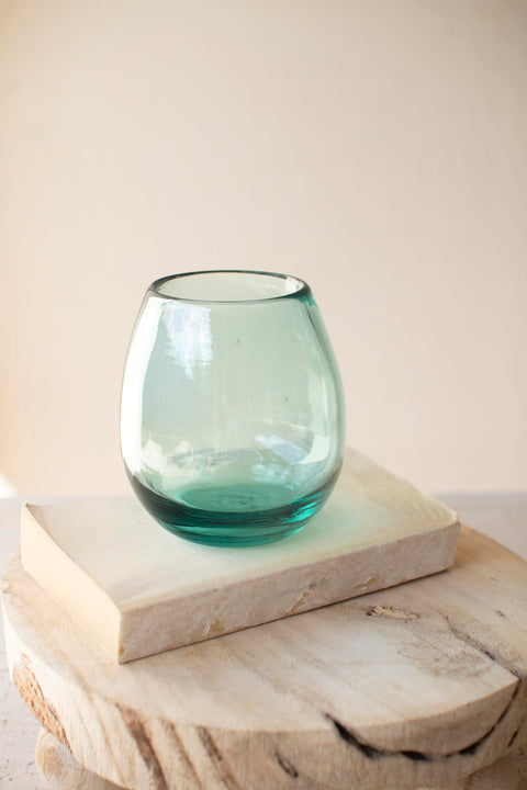 Kalalou Clear Stemless Wine Glass, One Size, Green