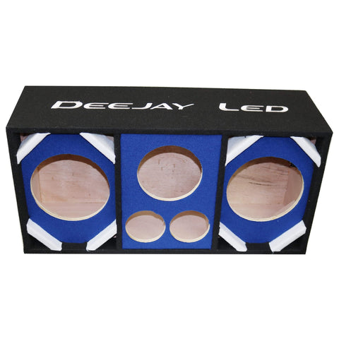 DEEJAY LED Two 8-in Woofers Plus Two Tweeters and One Horn Blue Empty Chuchera Speaker Enclosure - D8T2H1BLUE
