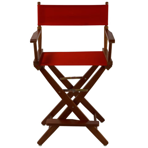 Oakestry American Trails Extra-Wide Director’s Chair,Foldable Counter-Height Chair with Canvas Seat/Back, Footrest, 24" Seat Height, 300 lbs Capacity (Mission Oak Frame/Red Canvas)