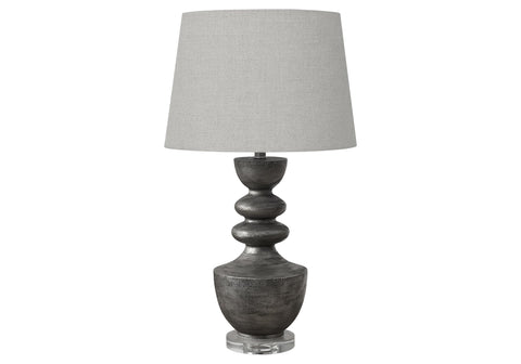 Monarch Specialties I 9922 Lighting, 28" H, Table Lamp, Grey Resin, Grey Shade, Transitional