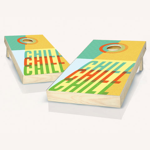 Skip's Garage Just Chill Cornhole Set - 2x4 Boards (All Weather Bags) - Include Case + Hole Lights + Score