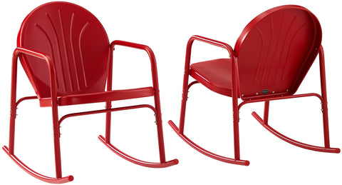 Griffith 2Pc Retro Outdoor Rocking Chair Set Bright Red Gloss - 2 Rocking Chairs