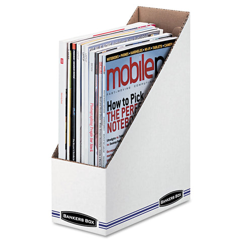 Bankers Box 10723 Corrugated Cardboard Magazine File, 4 x 9 1/4 x 11 3/4, White (Case of 12)