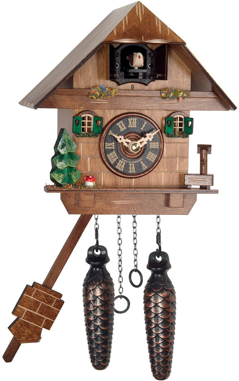 Alexander Taron Importer 417Q Engstler Battery-Operated Cuckoo Clock-Full Size-7.25" H x 7.5" W x 5.5" D, Brown