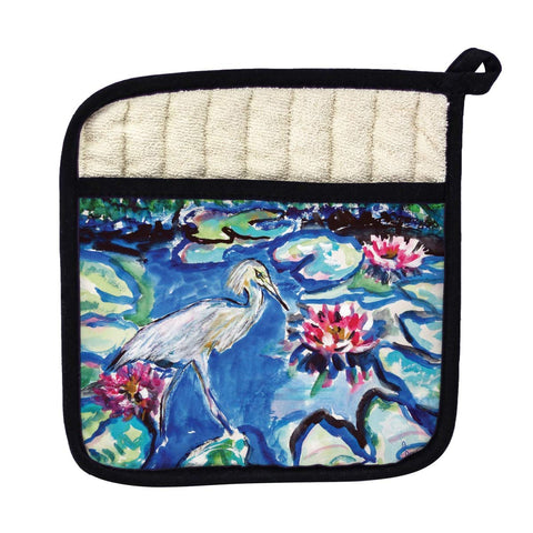 Betsy Drake PT551 Heron & Waterlilies Pot Holder