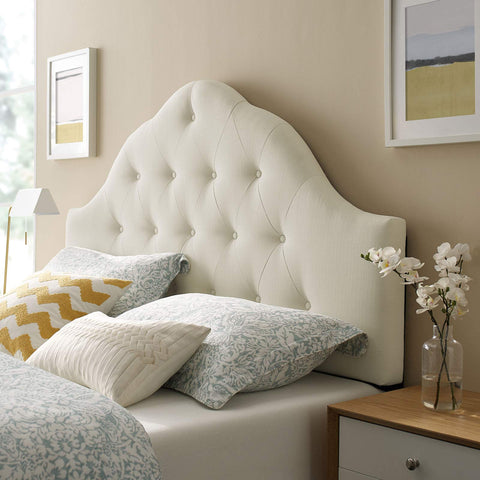 Modway MOD-5164 Sovereign Tufted Button Linen Fabric Upholstered Full Headboard in Ivory