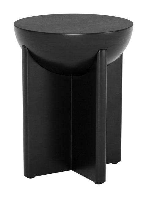 Tume Side Table Black, Black End Table, Modern Style, Painted Mango Wood Round Shape Tabletop, Mango Wood, Indoor Living, 15.7" W x 15.7" D x 20.1" H