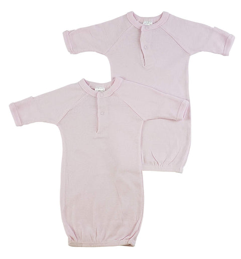JBDSupplyEnt Preemie Solid Pink Gown - 2 Pack - Girl - Pink - 912P