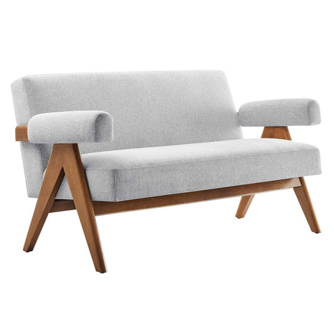 Modway EEI-6505-HLG Lyra Fabric Loveseat, Light Gray Fabric