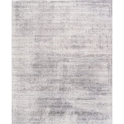 Pasargad Home Amari Collection Hand-Loomed Silver/Grey Bsilk & Wool Abstract Amari Area Rug with Cotton Backing- 8' 1'' X 10' 1''