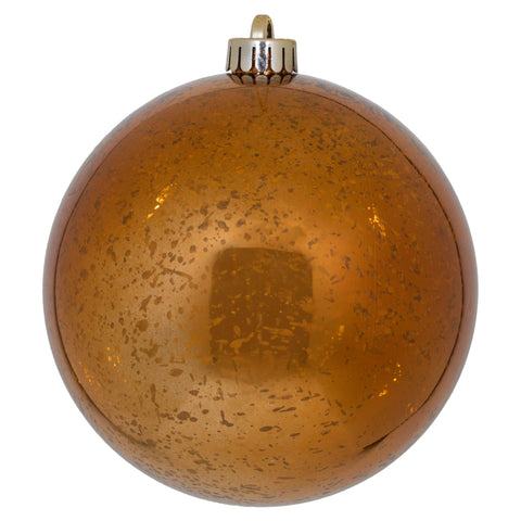 Vickerman 6" Christmas Ornament Ball, Copper Shiny Mercury Finish, Shatterproof Plastic, Holiday Christmas Tree Decoration, 4 Pack